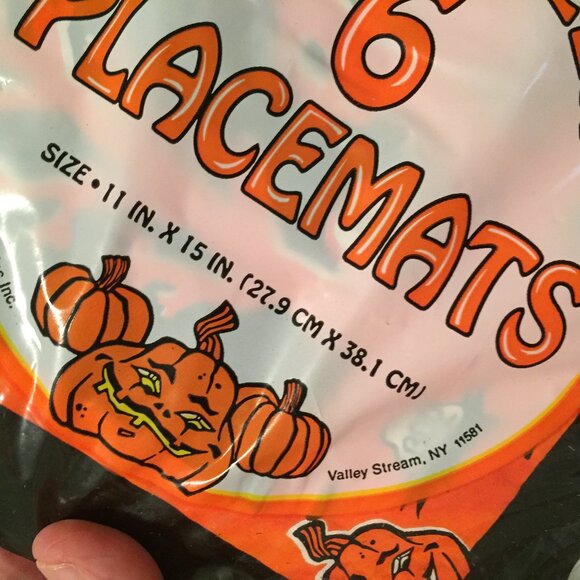 Vintage Halloween Placemats Scarey Bats, Pumpkins Full Moon Set of 6 NOS Sealed - Picture 5 of 8